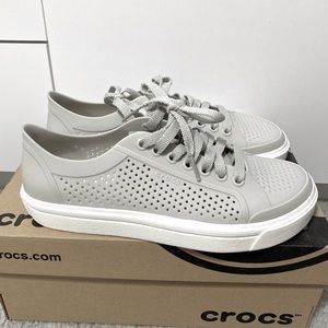 NEW Grey Mesh Crocs Rubber Tennis Shoes Size 8